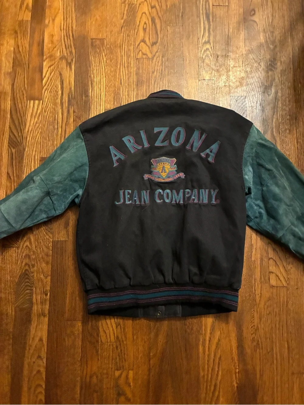 Arizona Jean Company Black Jacket with Teal Sleeves